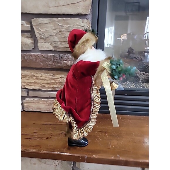 Victorian Christmas Santa Mantel Table Top Figurine 19”Fur Trim Elegant Velvet - Picture 16 of 16